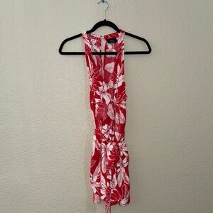 Vici Red and White Backless Floral Dress